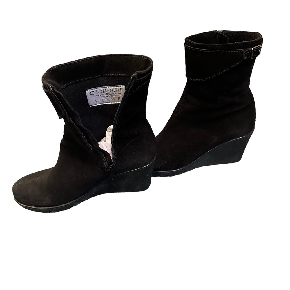 La CANADIENNE Black Waterproof Italian Calf Suede Token Wedge Ankle Boot… - Picture 3 of 8